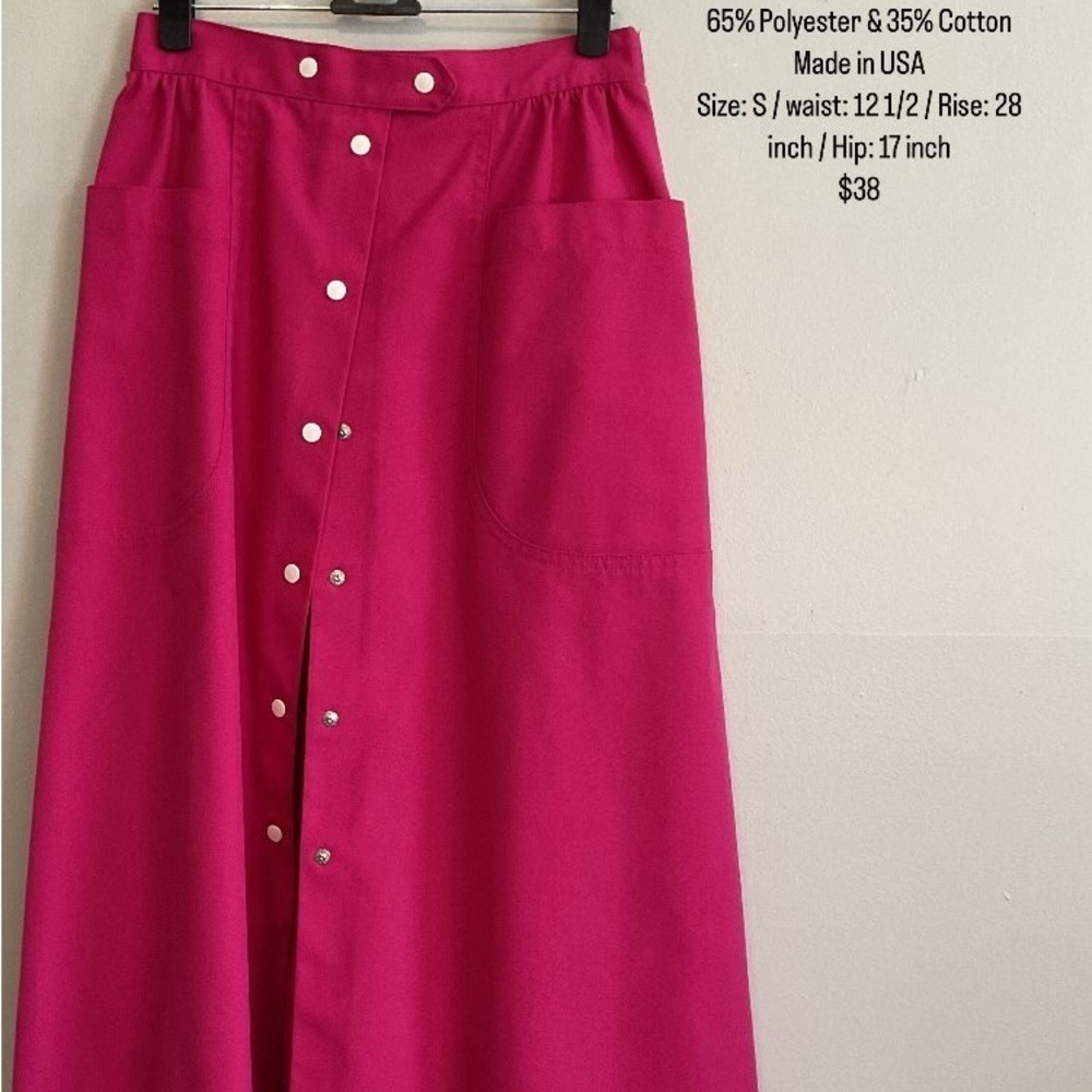 Vintage 80s Pink Fairy Button Down Indie Maxi Eclectic Skirt - Size Extra Small - Picture 2 of 7